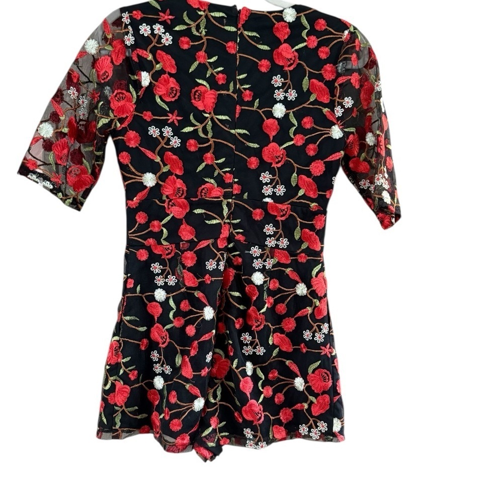 Lulus Black and Red Floral Print Wrap Jumpsuit - Picture 3 of 9